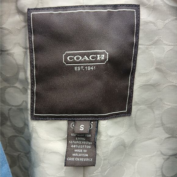 Coach Button Front Car Walking Coat Trench Outerwear Light Blue Size Small - Picture 4 of 9